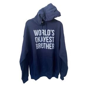 Jerzees Navy Blue Hoodie XL - World's Okayest Brother